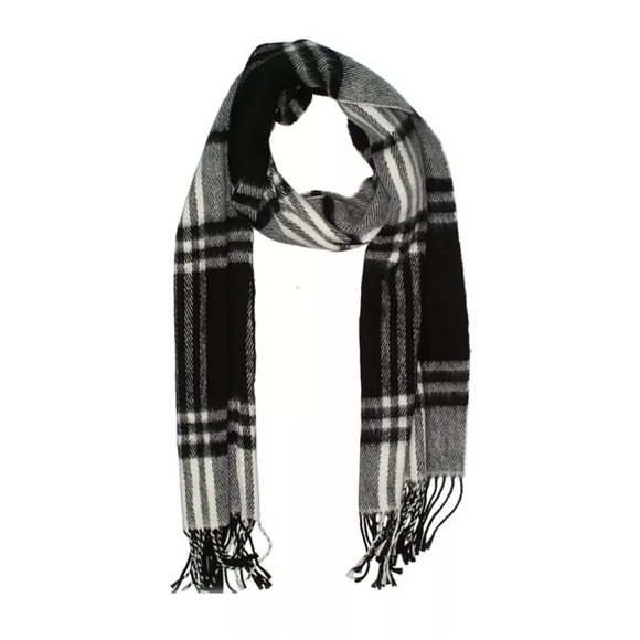 Topshop Black & White Plaid Fringe Scarf | NWT - Picture 2 of 9